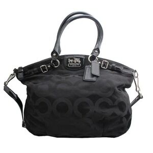 Coach Madison Op Art Lindsey 18649 Black Signature Jacquard Handbag #3